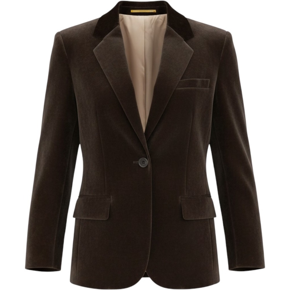 J.Crew Women Chocolate Brown Cotton Velvet Blazer Jacket Sz 12 Tall Professional